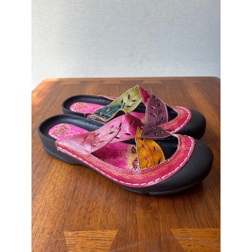 Corkys Elite Garden Leather Leaf Clogs Multi Color Boho Mules Womens 11